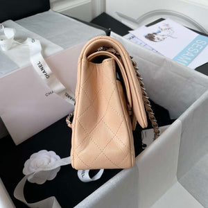 Chanel A01112 Flap Handbag Classic bag Grained shiny Calfskin Black Apricot Pink Silver - Default Title - View 5