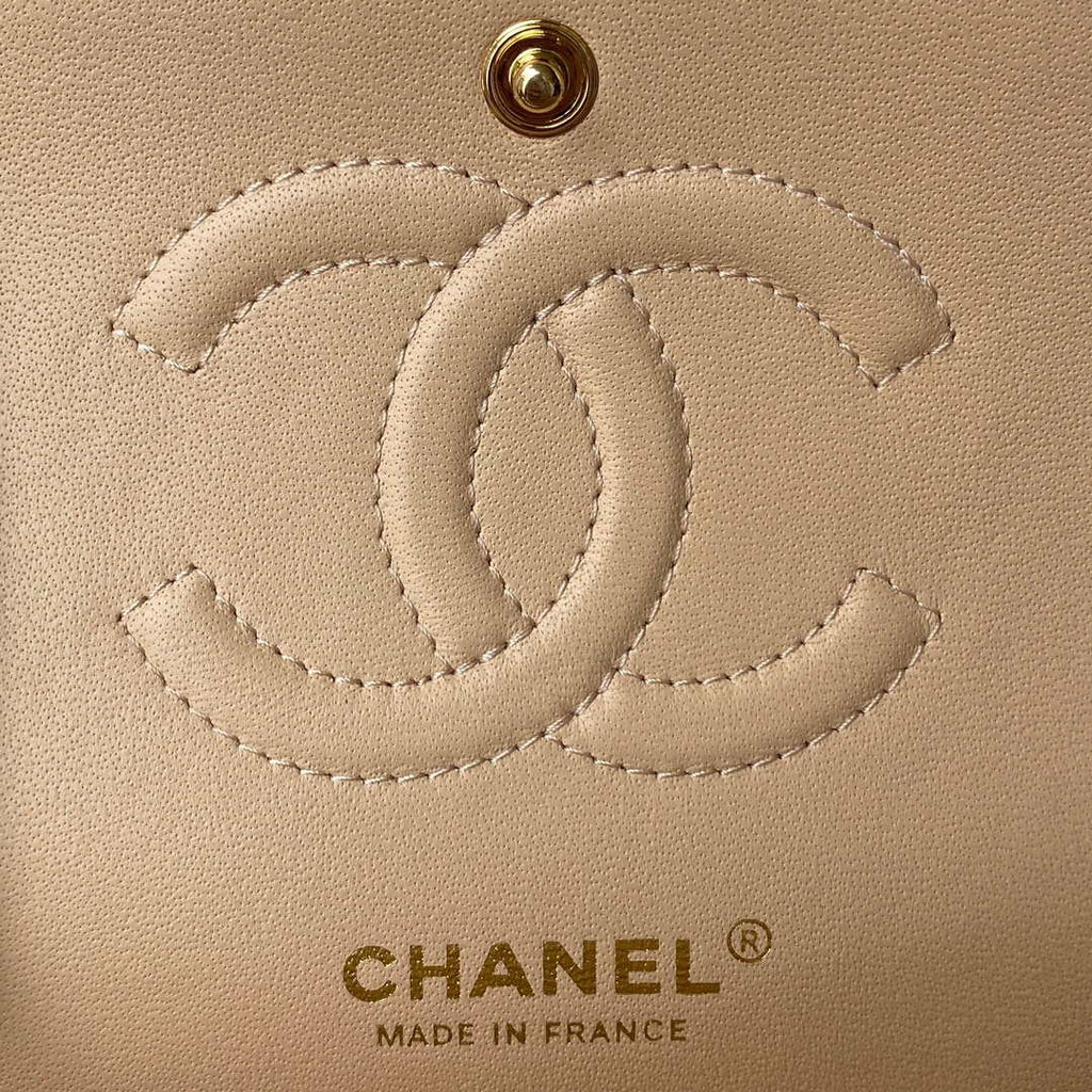 Chanel A01112 Flap Handbag Classic bag Grained shiny Calfskin Black Apricot Pink Gold