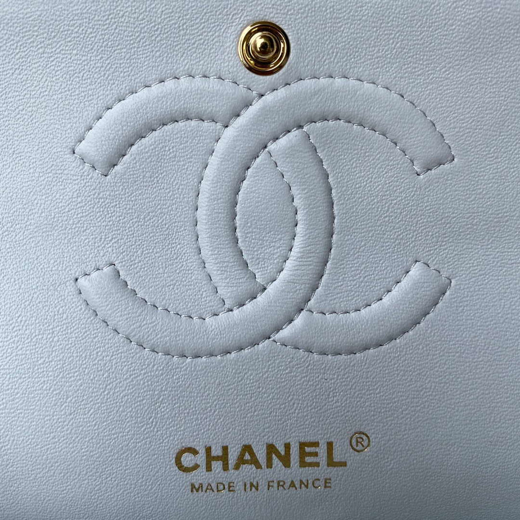 Chanel A01112 Flap Handbag Classic bag Grained shiny Calfskin White Gold