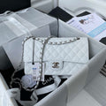 Chanel A01112 Flap Handbag Classic bag Grained shiny Calfskin White Silver - Default Title - View 1