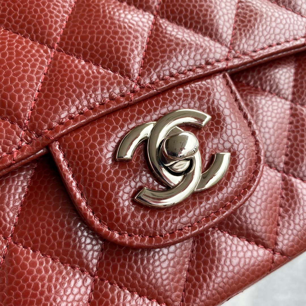Chanel A01112 Flap Handbag Classic bag Grained shiny Calfskin Wine Red