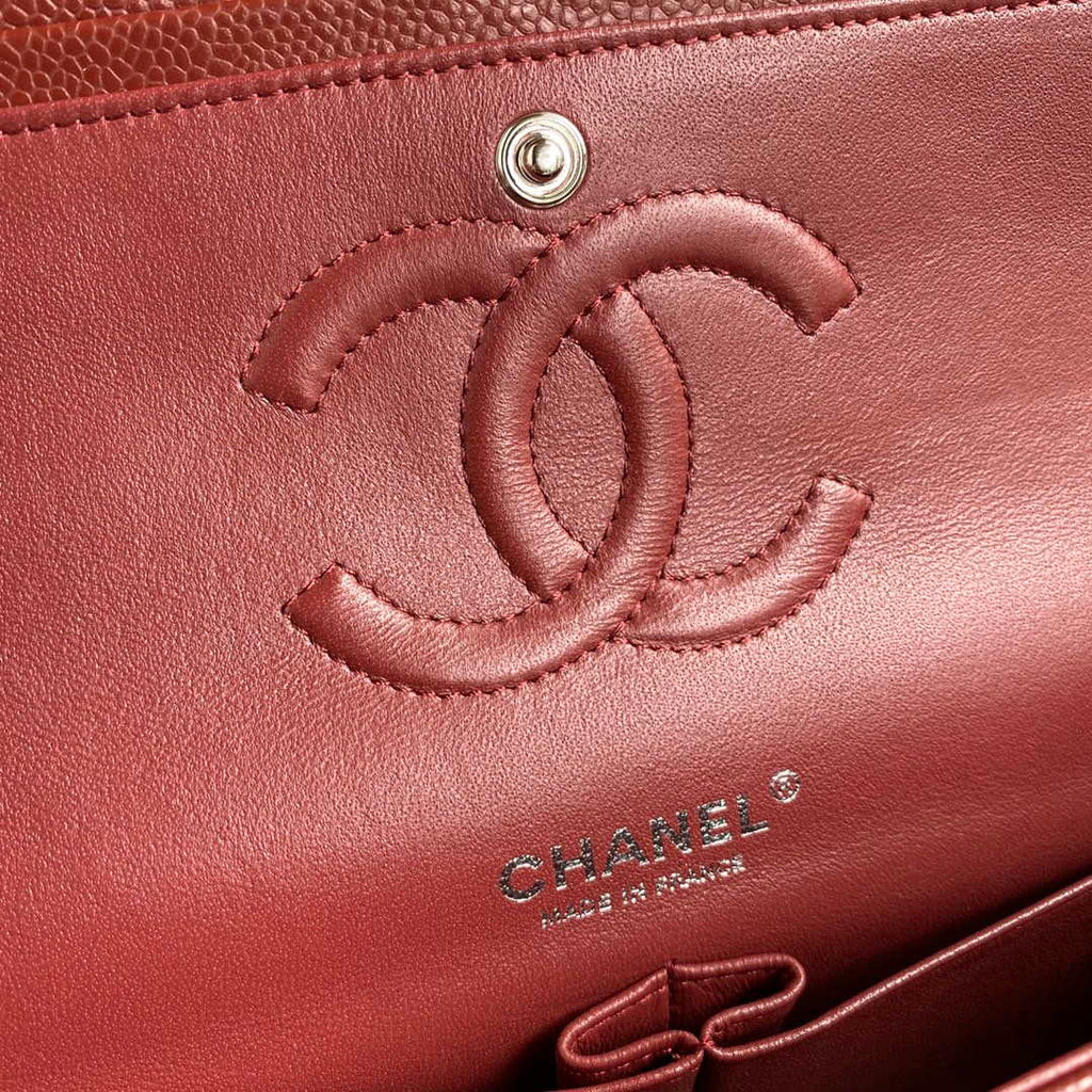 Chanel A01112 Flap Handbag Classic bag Grained shiny Calfskin Wine Red