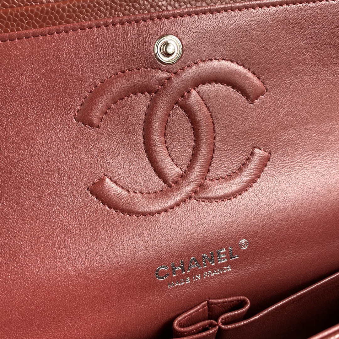 Chanel A01112 Flap Handbag Classic bag Grained shiny Calfskin Wine Red