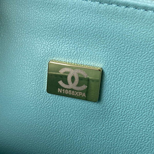 Chanel A01112 Flap Handbag Classic bag Grained shiny Calfskin Lake Blue Silver - Default Title - View 9