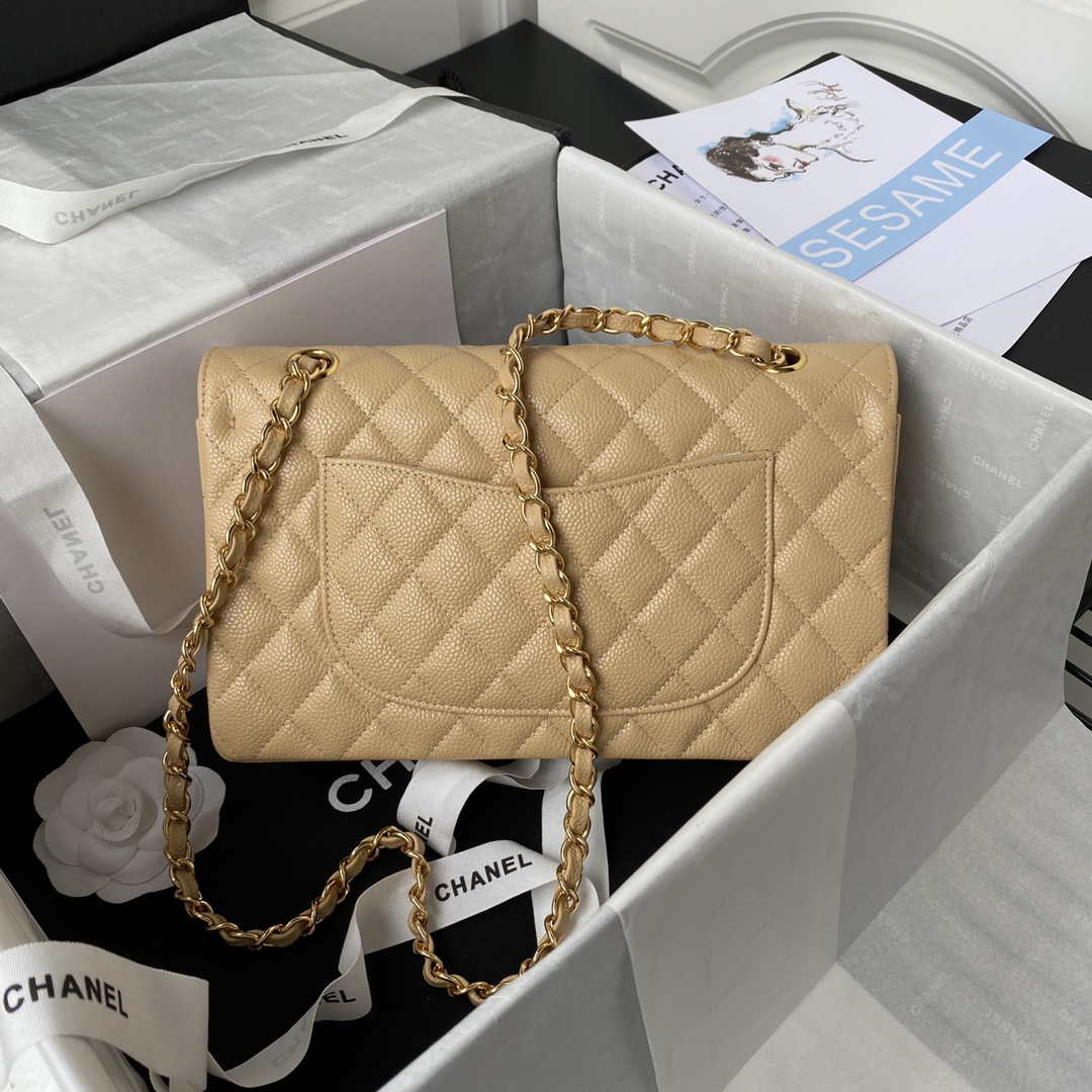Chanel A01112 Flap Handbag Classic bag Grained shiny Calfskin Tan Gold - Default Title - View 2