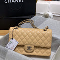 Chanel A01112 Flap Handbag Classic bag Grained shiny Calfskin gold Tan - Default Title - View 1