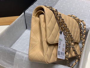 Chanel A01112 Flap Handbag Classic bag Grained shiny Calfskin gold Tan - Default Title - View 5