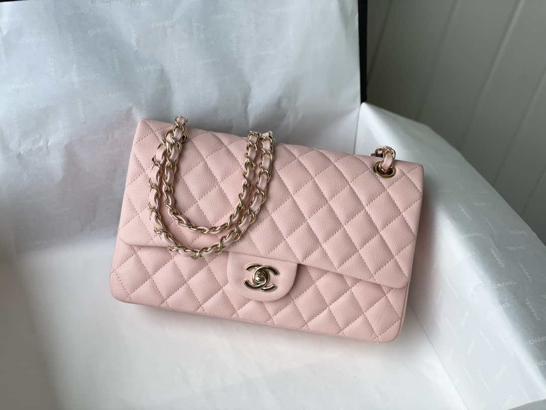 Chanel A01112 Flap Handbag Classic bag Grained shiny Calfskin gold Pink - Default Title - View 1