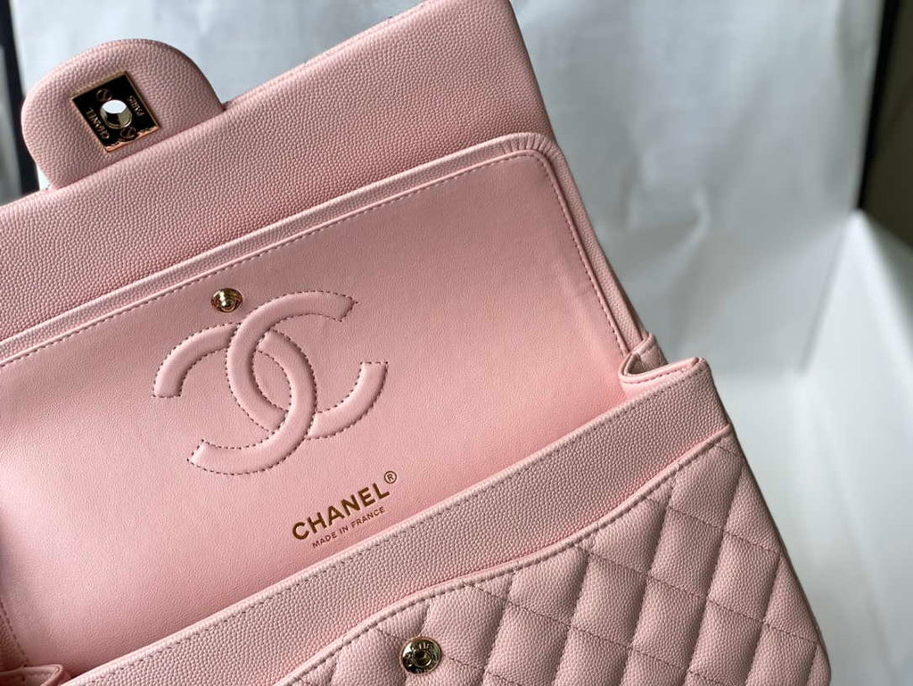 Chanel A01112 Flap Handbag Classic bag Grained shiny Calfskin gold Pink