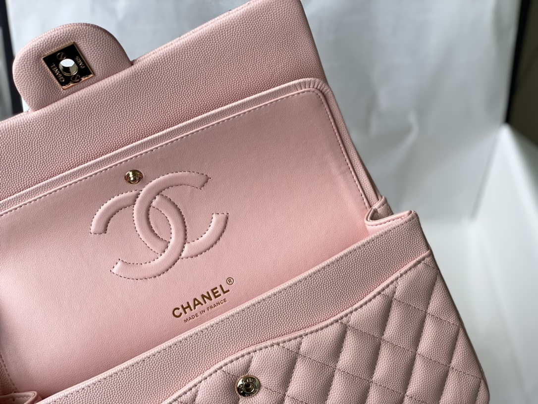 Chanel A01112 Flap Handbag Classic bag Grained shiny Calfskin gold Pink - Default Title - View 3