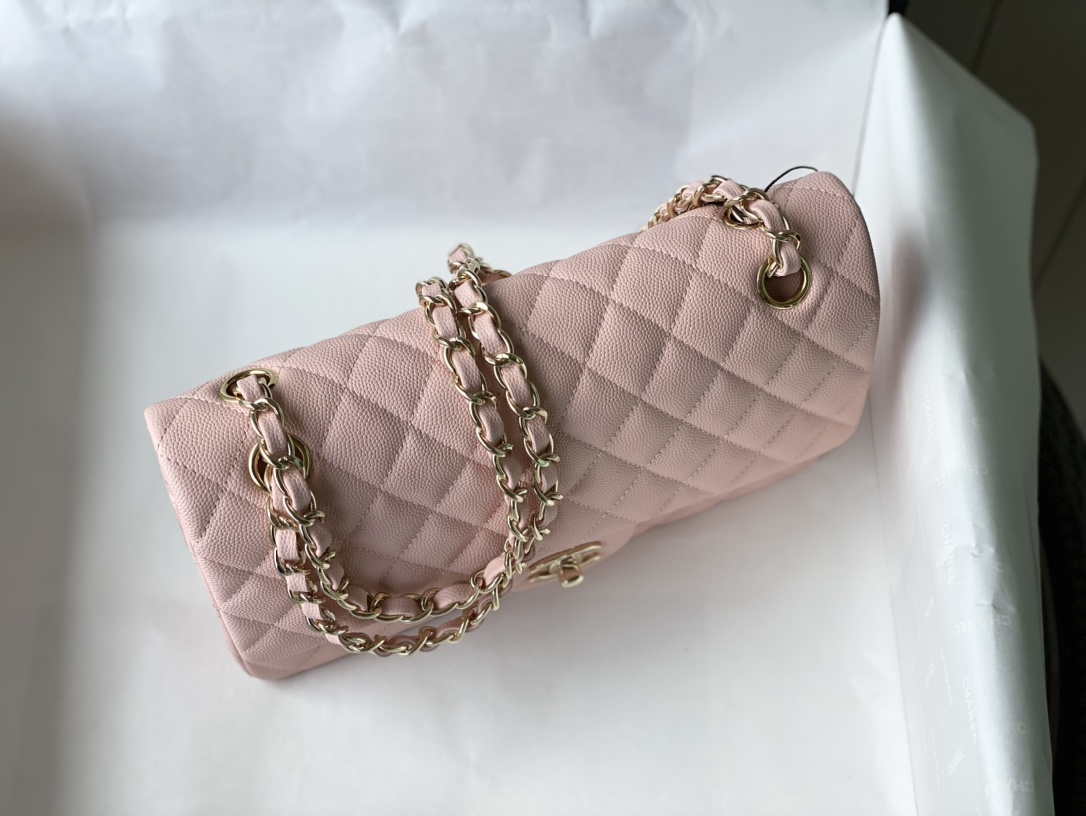 Chanel A01112 Flap Handbag Classic bag Grained shiny Calfskin gold Pink - Default Title - View 5