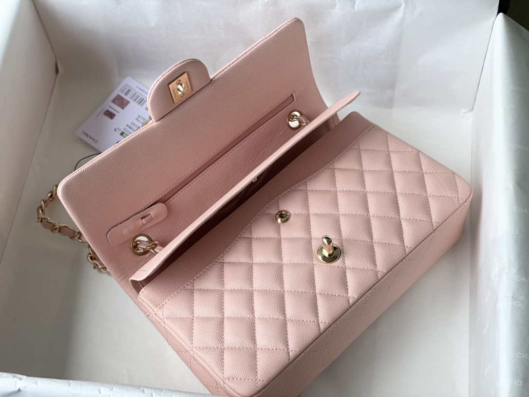 Chanel A01112 Flap Handbag Classic bag Grained shiny Calfskin gold Pink - Default Title - View 9