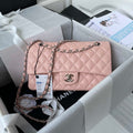Chanel A01112 Flap Handbag Classic bag Grained shiny Calfskin Pink Silver - Default Title - View 1