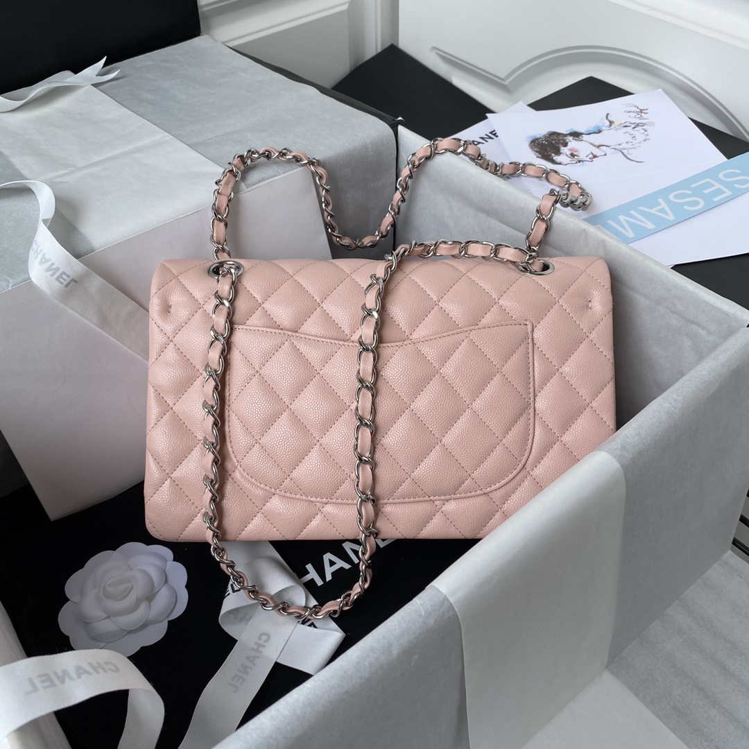 Chanel A01112 Flap Handbag Classic bag Grained shiny Calfskin Pink Silver - Default Title - View 2