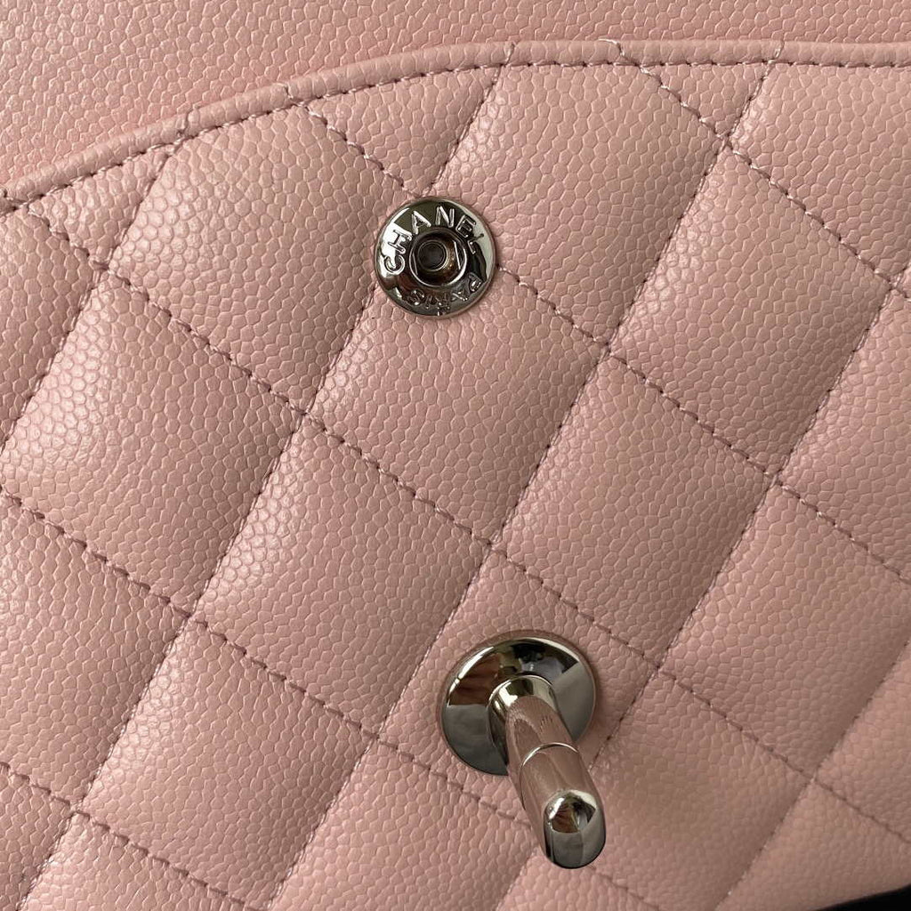 Chanel A01112 Flap Handbag Classic bag Grained shiny Calfskin Pink Silver