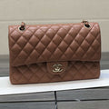 Chanel A01112 Flap Handbag Classic bag Lambskin Brown Shiny Gold - Default Title - View 1