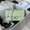 Chanel A01112 Flap Handbag Classic Bag Lambskin Light Green Silver - Default Title - View 1