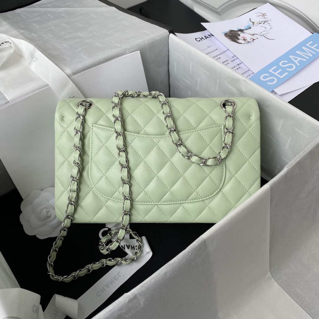 Chanel A01112 Flap Handbag Classic Bag Lambskin Light Green Silver - Default Title - View 2