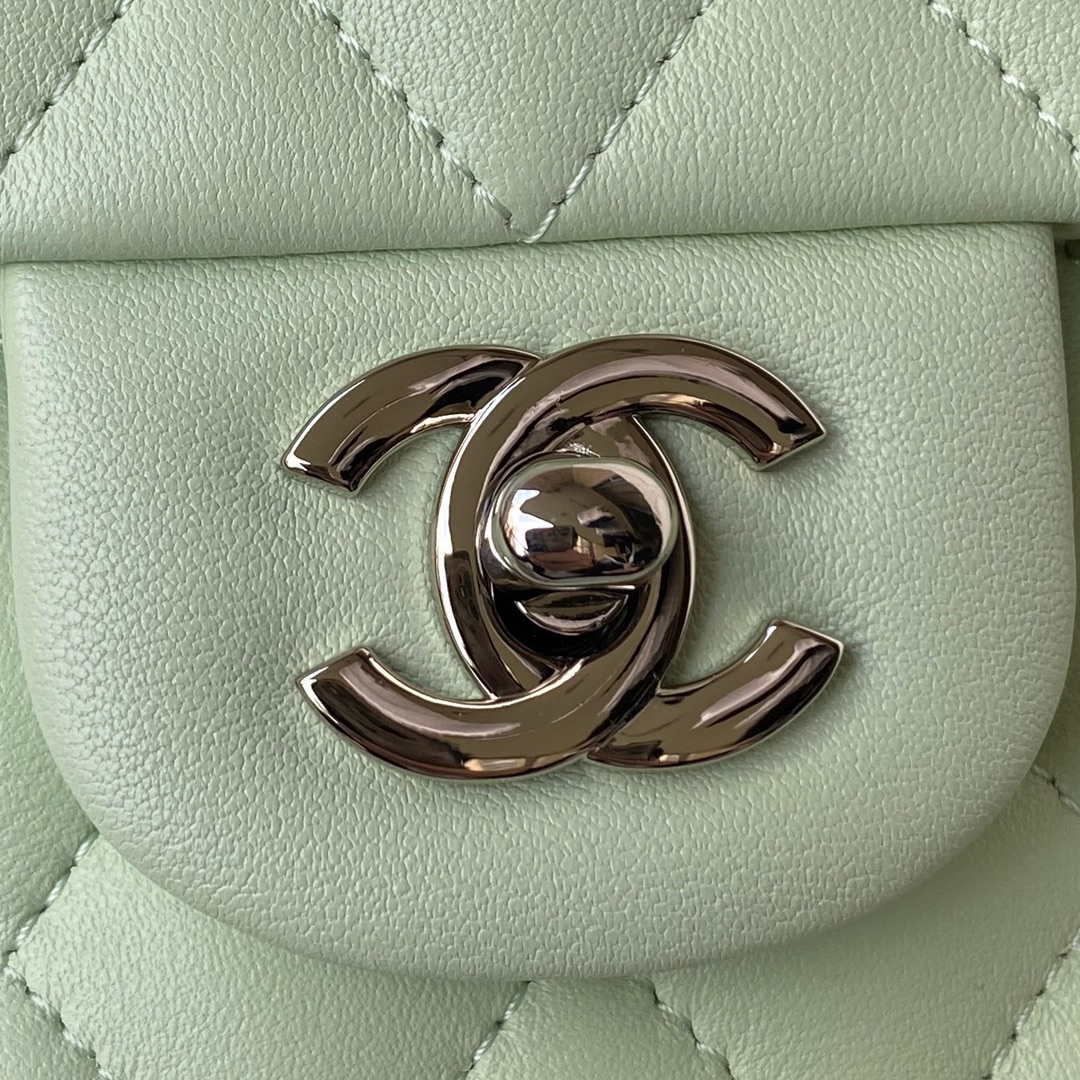 Chanel A01112 Flap Handbag Classic Bag Lambskin Light Green Silver - Default Title - View 3