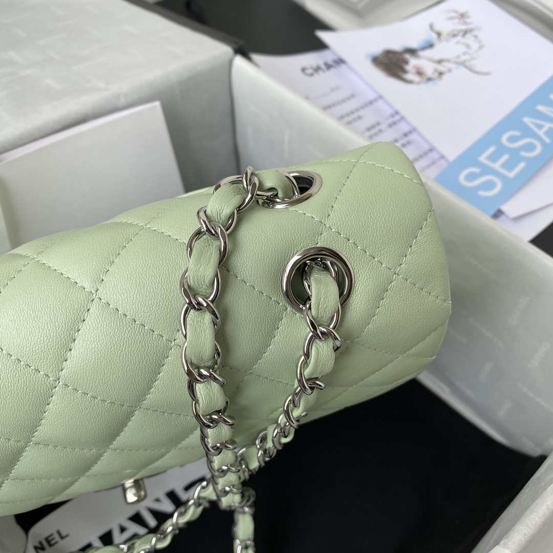 Chanel A01112 Flap Handbag Classic Bag Lambskin Light Green Silver - Default Title - View 4