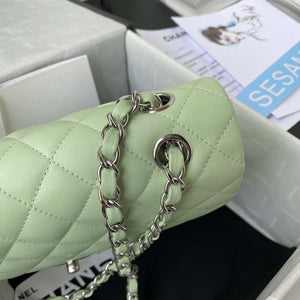 Chanel A01112 Flap Handbag Classic Bag Lambskin Light Green Silver - Default Title - View 4