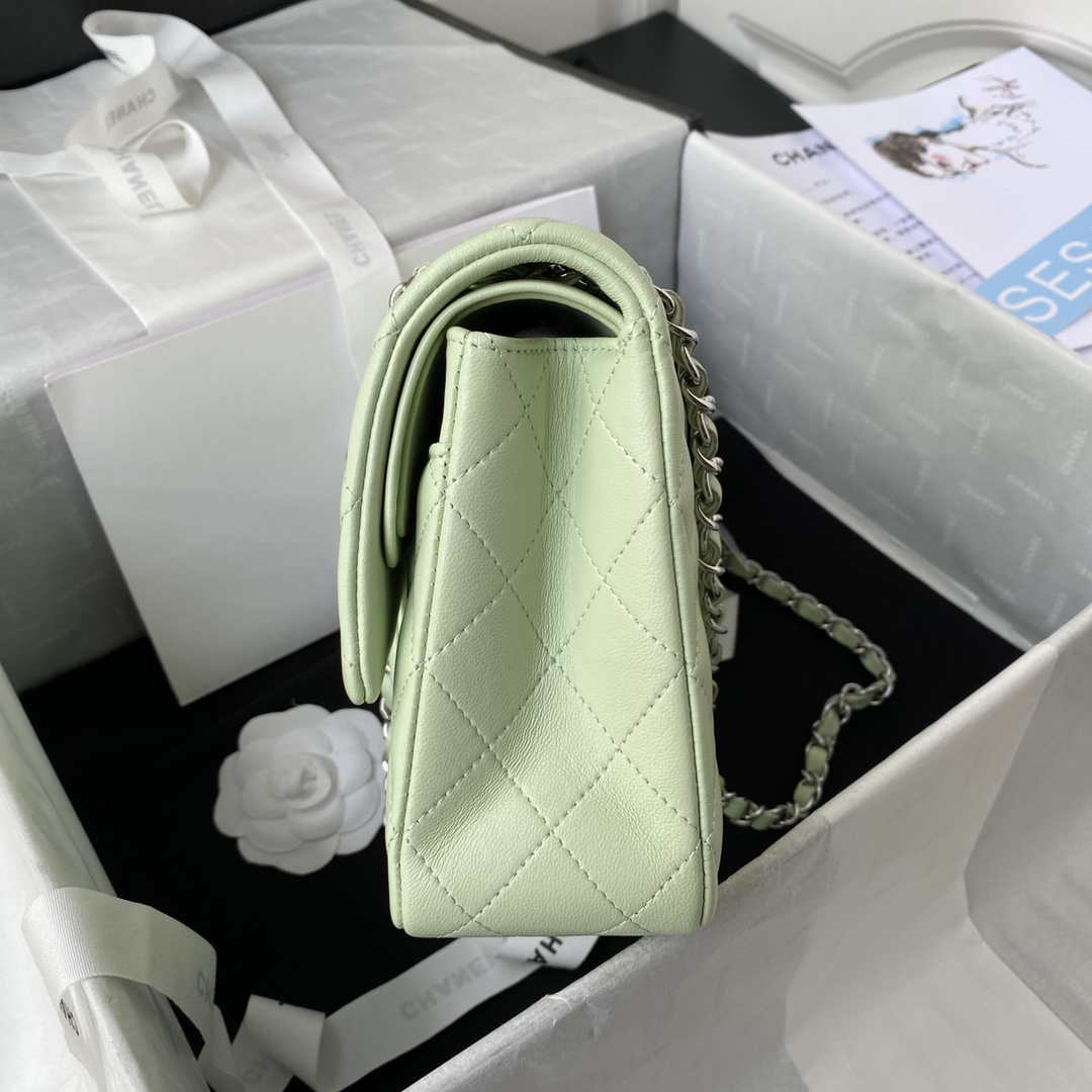 Chanel A01112 Flap Handbag Classic Bag Lambskin Light Green Silver - Default Title - View 5