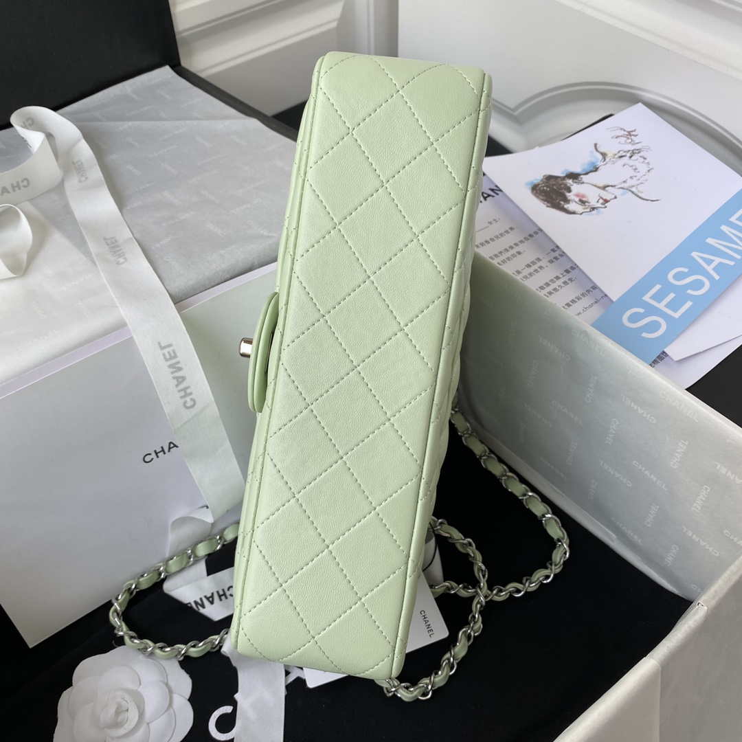 Chanel A01112 Flap Handbag Classic Bag Lambskin Light Green Silver - Default Title - View 6