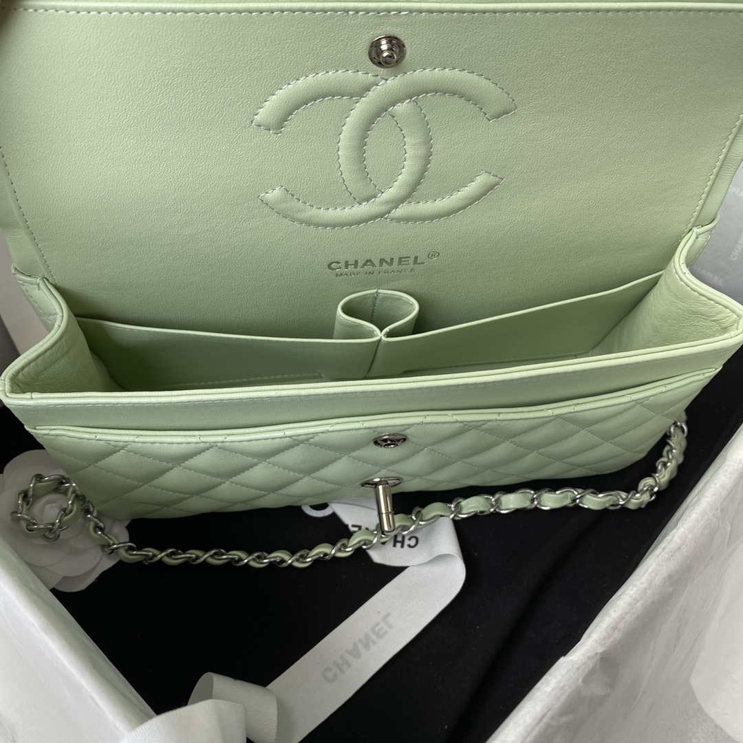 Chanel A01112 Flap Handbag Classic Bag Lambskin Light Green Silver - Default Title - View 7
