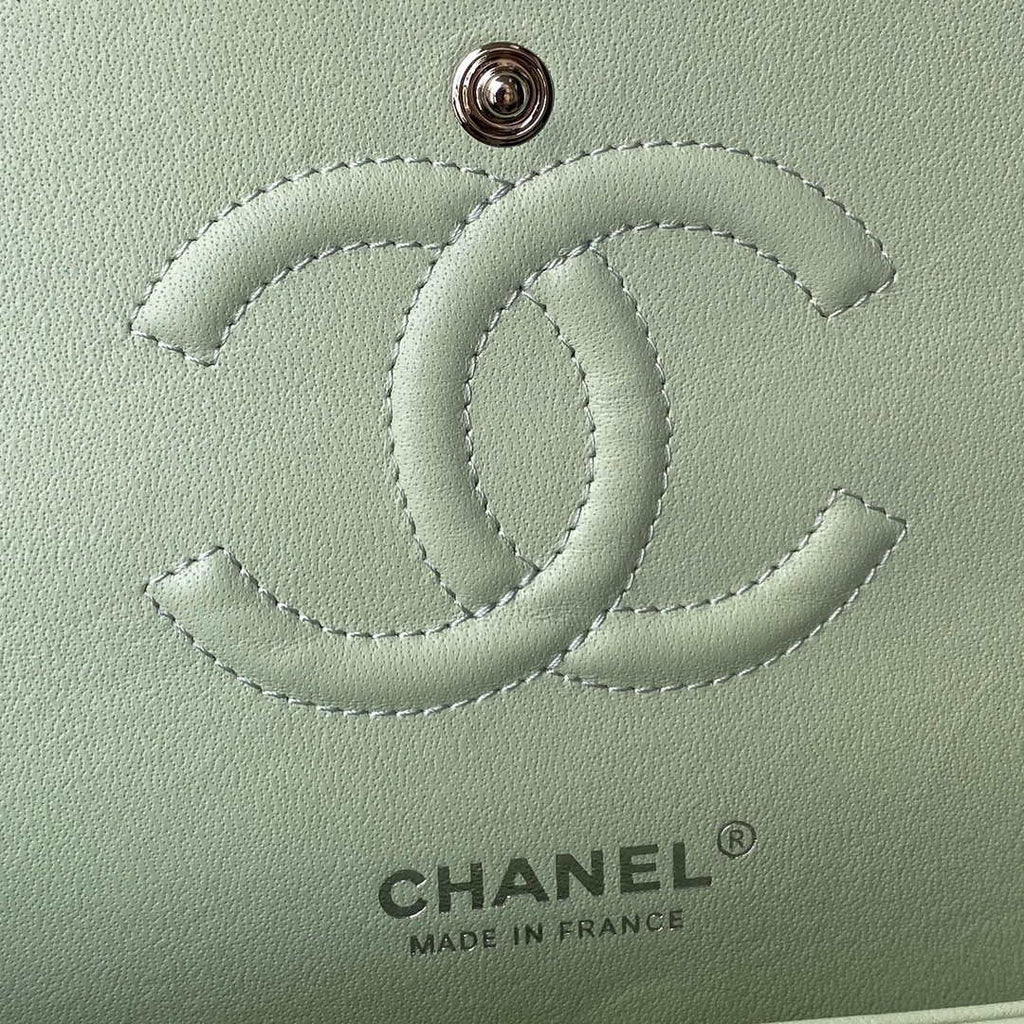 Chanel A01112 Flap Handbag Classic Bag Lambskin Light Green Silver