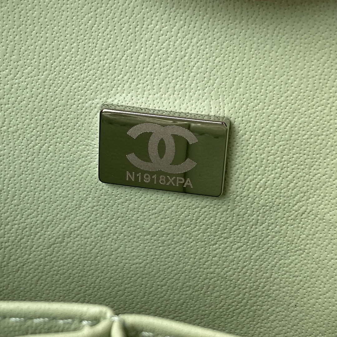 Chanel A01112 Flap Handbag Classic Bag Lambskin Light Green Silver