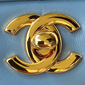 Chanel A01112 Flap Handbag Classic Bag Lambskin Sky Blue Gold - Default Title - View 3