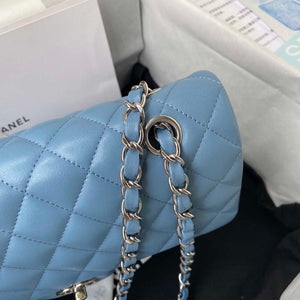 Chanel A01112 Flap Handbag Classic Bag Lambskin Sky Blue Silver - Default Title - View 4