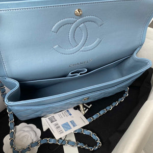Chanel A01112 Flap Handbag Classic Bag Lambskin Sky Blue Silver - Default Title - View 7