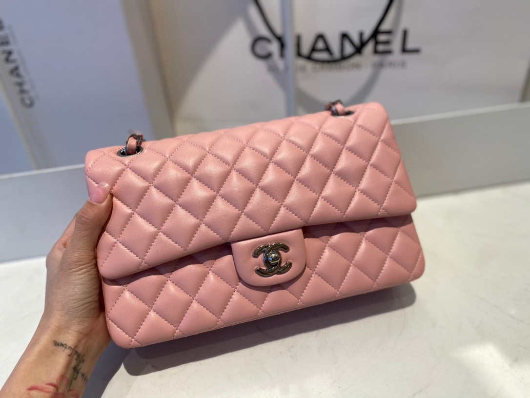 Chanel A01112 Flap Handbag Classic Bag Lambskin Pink Silver - Default Title - View 2