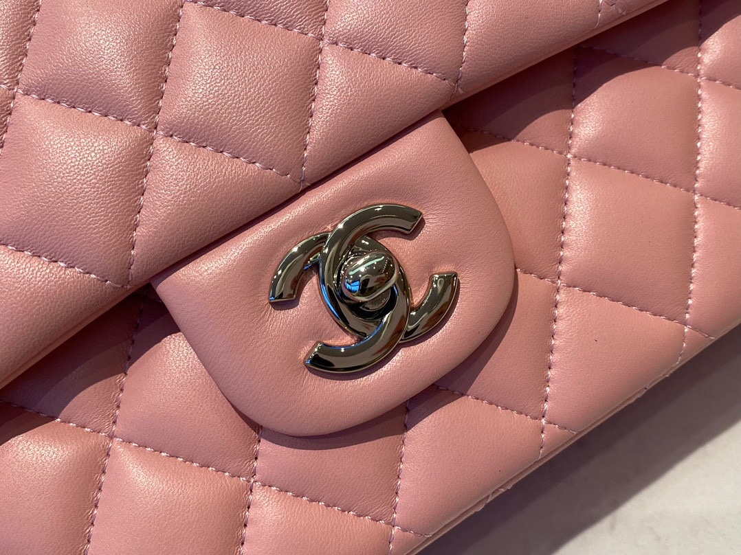 Chanel A01112 Flap Handbag Classic Bag Lambskin Pink Silver - Default Title - View 3