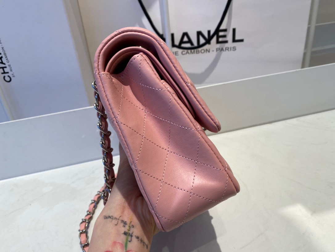 Chanel A01112 Flap Handbag Classic Bag Lambskin Pink Silver - Default Title - View 5