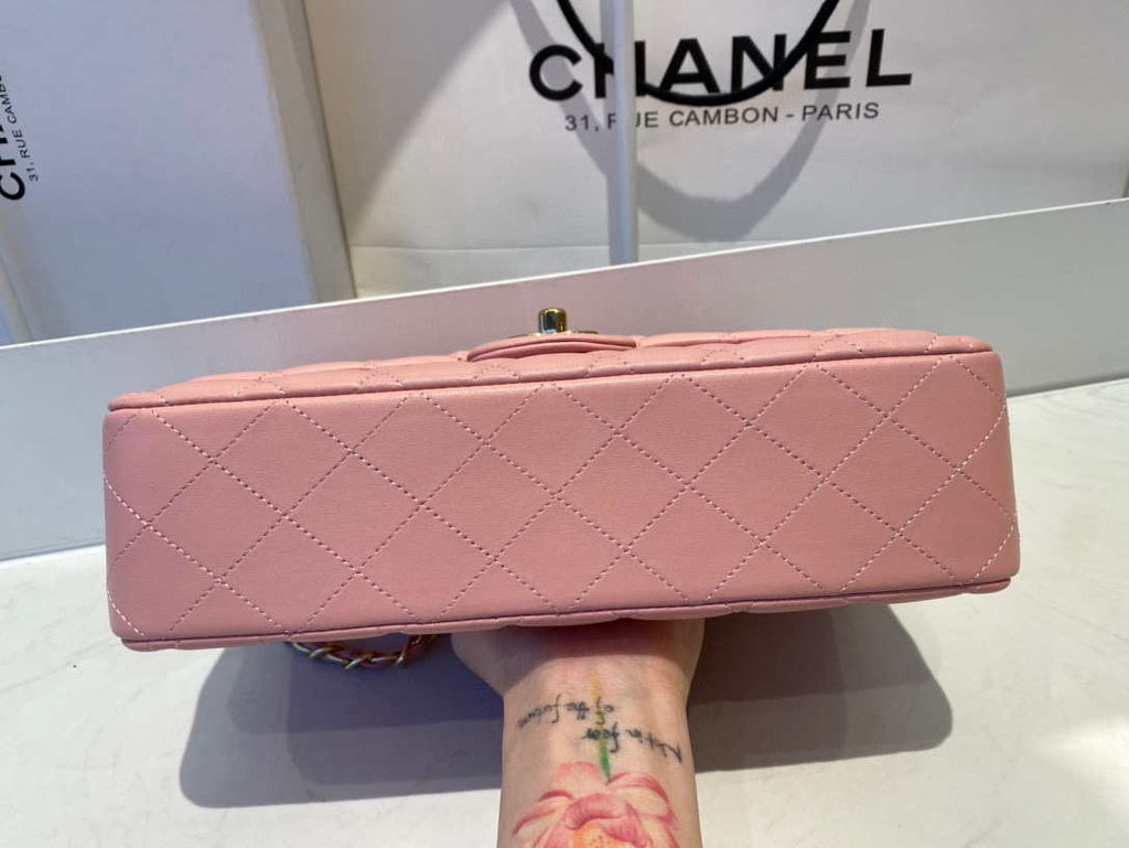 Chanel A01112 Flap Handbag Classic Bag Lambskin Pink Gold
