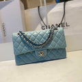 Chanel A01112 Flap Handbag Classic Bag Lambskin Light Blue Silver - Default Title - View 1