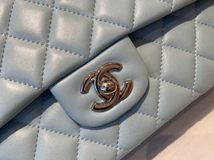 Chanel A01112 Flap Handbag Classic Bag Lambskin Light Blue Silver - Default Title - View 3