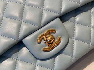 Chanel A01112 Flap Handbag Classic Bag Lambskin Light Blue Gold - Default Title - View 3