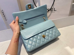 Chanel A01112 Flap Handbag Classic Bag Lambskin Light Blue Gold - Default Title - View 7