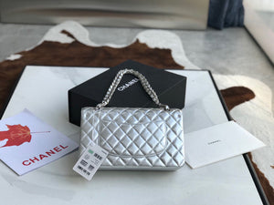 Chanel A01112 Flap Handbag Classic Bag Lambskin Silver - Default Title - View 4