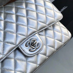 Chanel A01112 Flap Handbag Classic Bag Lambskin Silver - Default Title - View 6