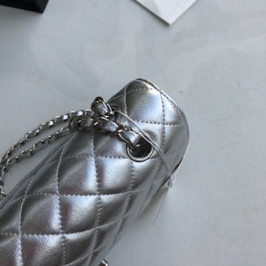 Chanel A01112 Flap Handbag Classic Bag Lambskin Silver - Default Title - View 7