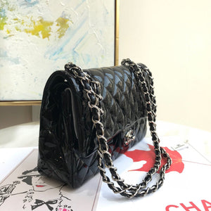 Chanel A01112 Flap Handbag Classic Bag Patent leather Lambskin Black Silvery - Default Title - View 2