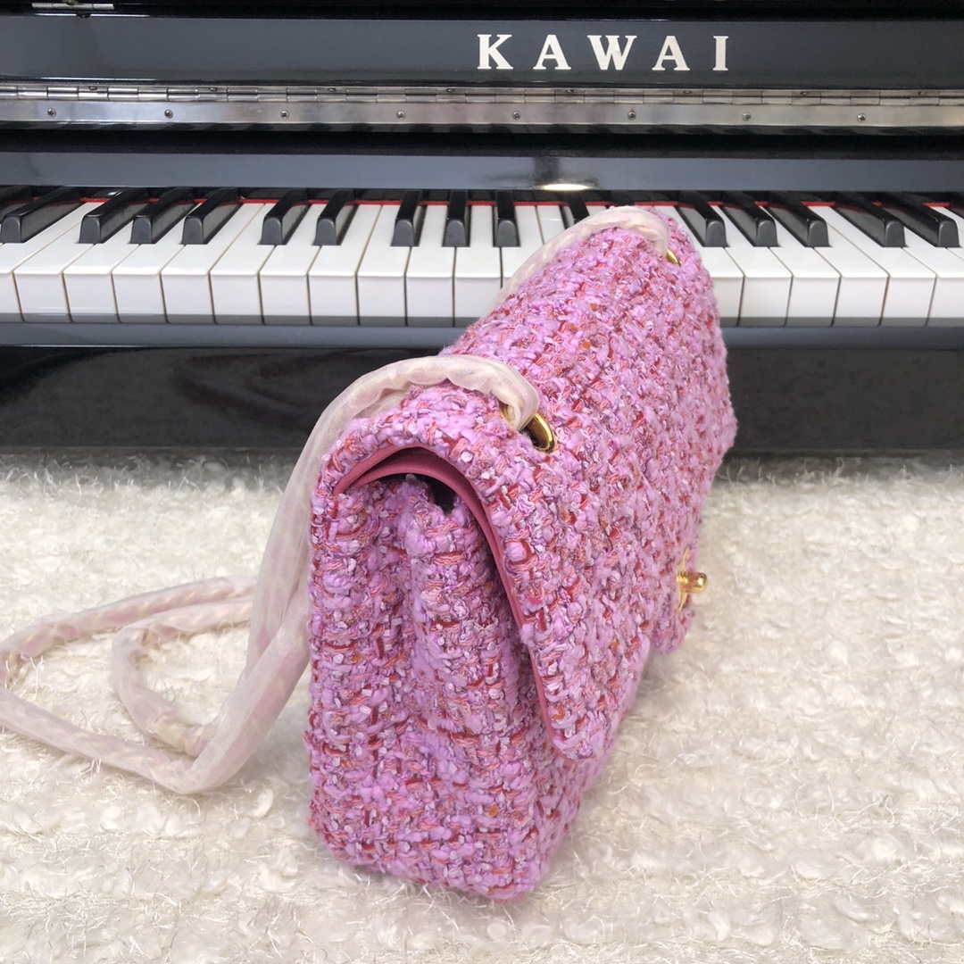 Chanel A01112 Flap Handbag Classic Bag Tweed Pink - Default Title - View 2