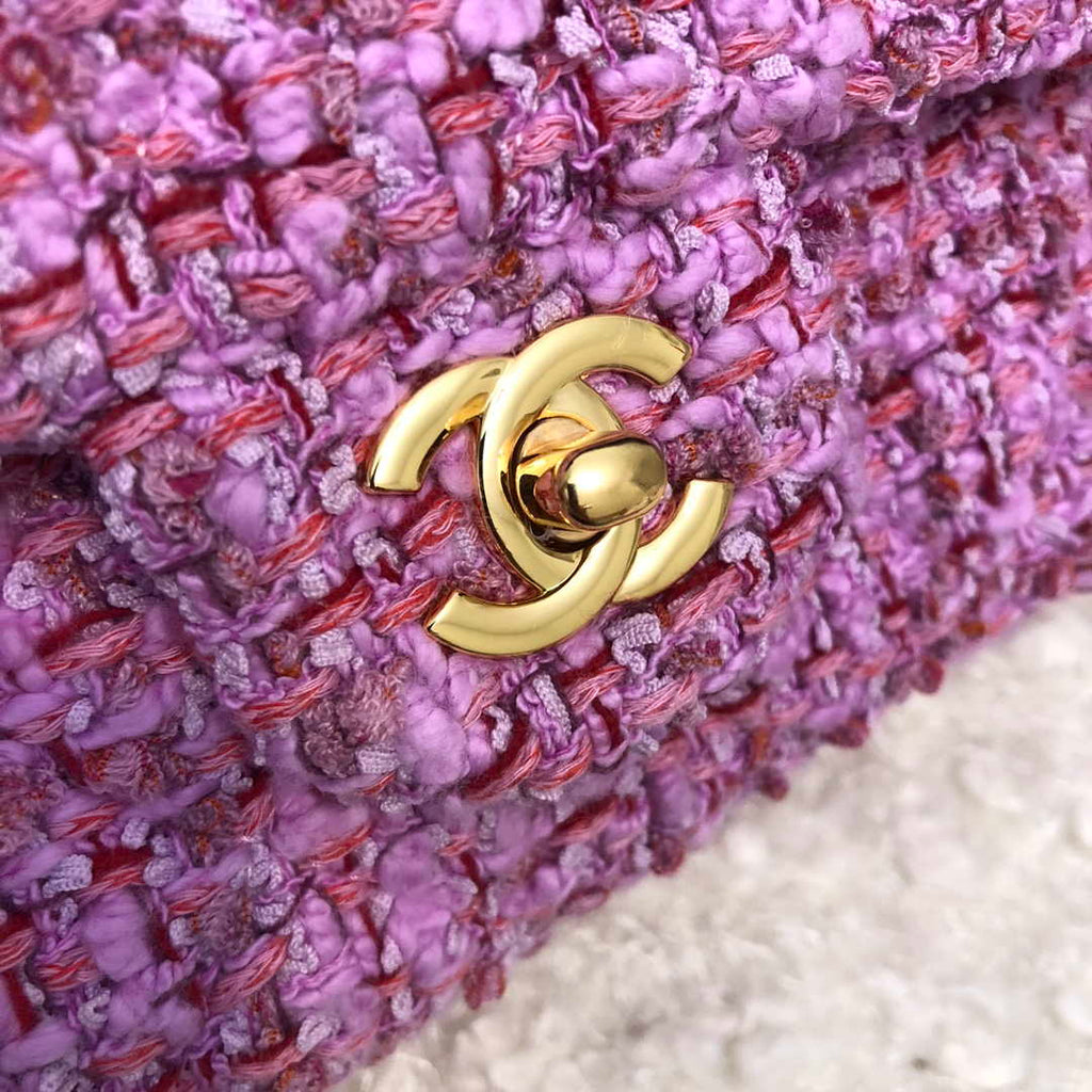 Chanel A01112 Flap Handbag Classic Bag Tweed Pink
