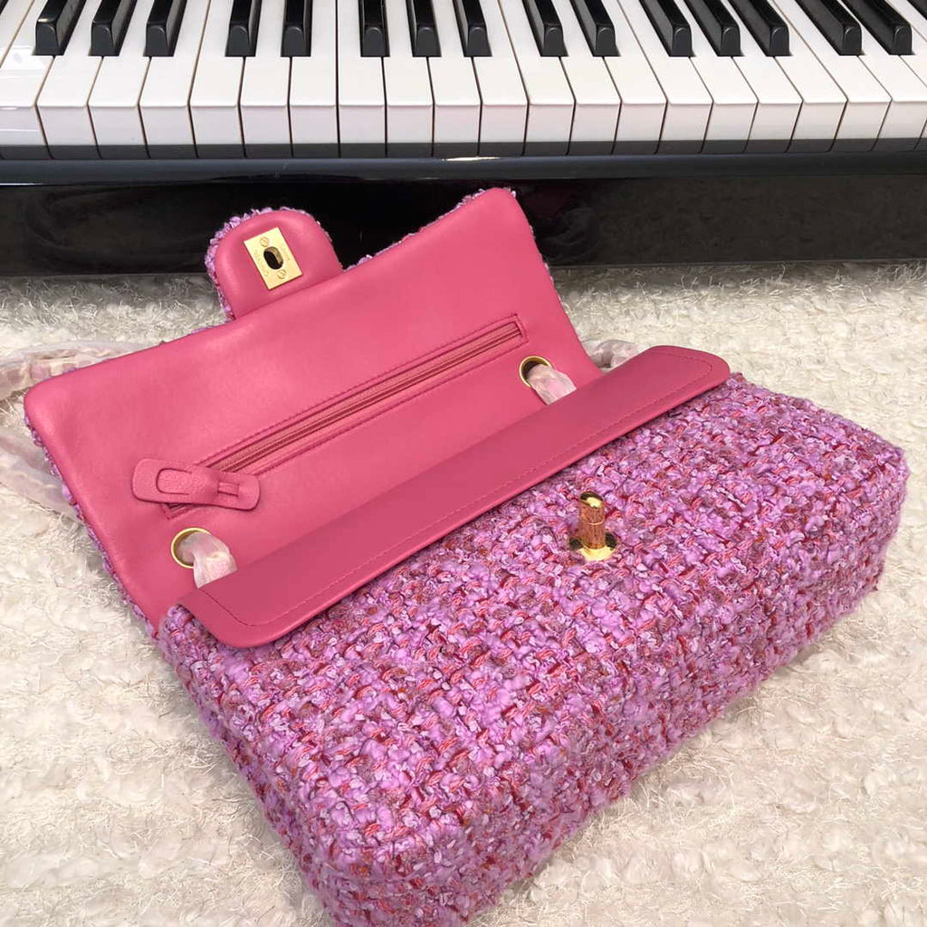Chanel A01112 Flap Handbag Classic Bag Tweed Pink
