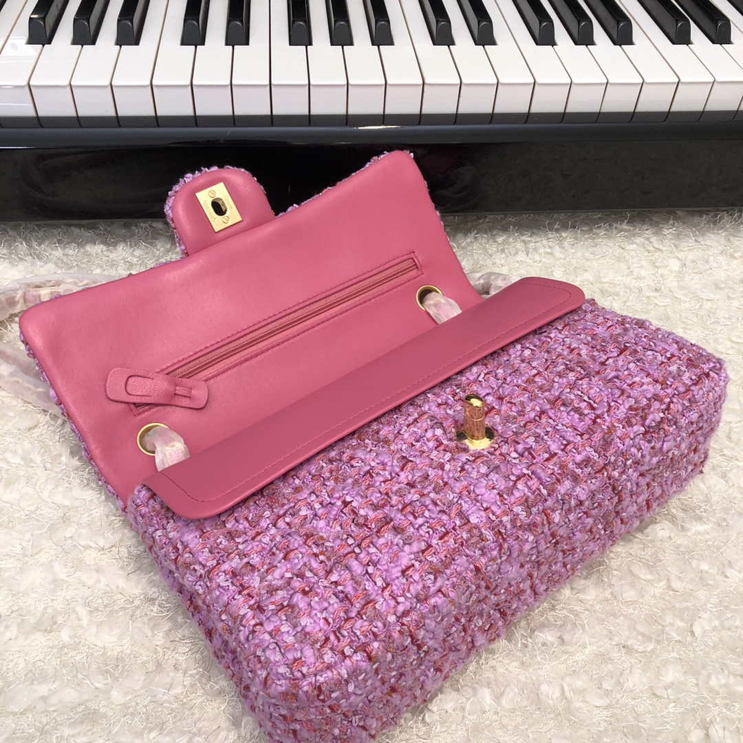 Chanel A01112 Flap Handbag Classic Bag Tweed Pink - Default Title - View 5