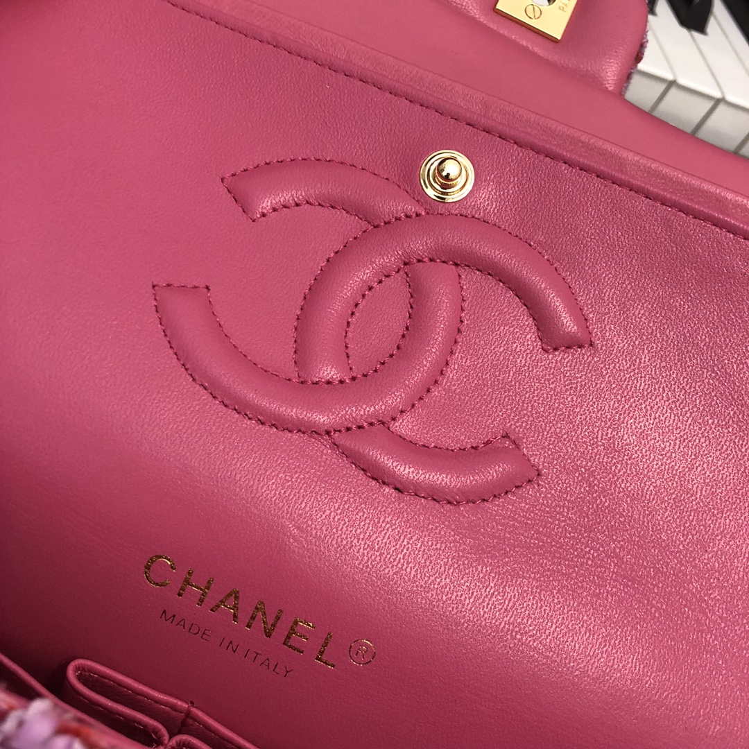 Chanel A01112 Flap Handbag Classic Bag Tweed Pink - Default Title - View 7